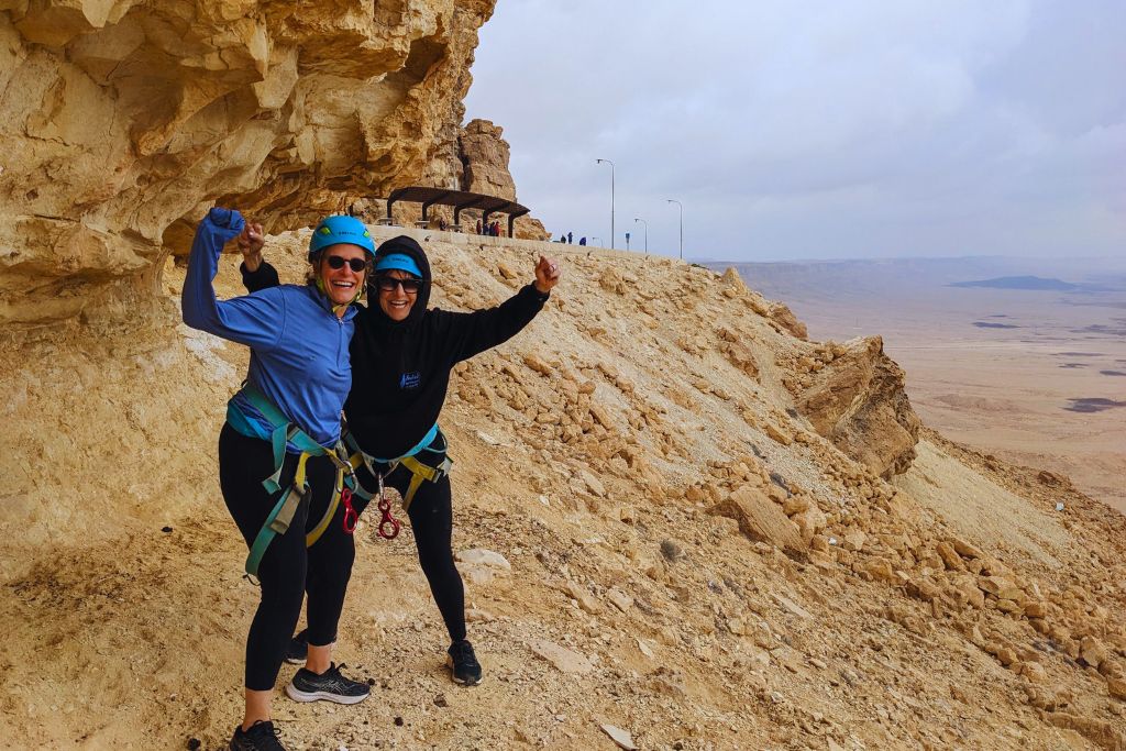 Rappelling in Ramon Crater