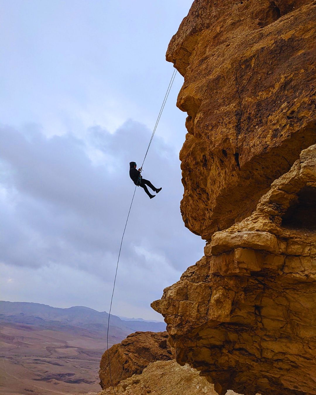 Rappelling in Ramon Crater
